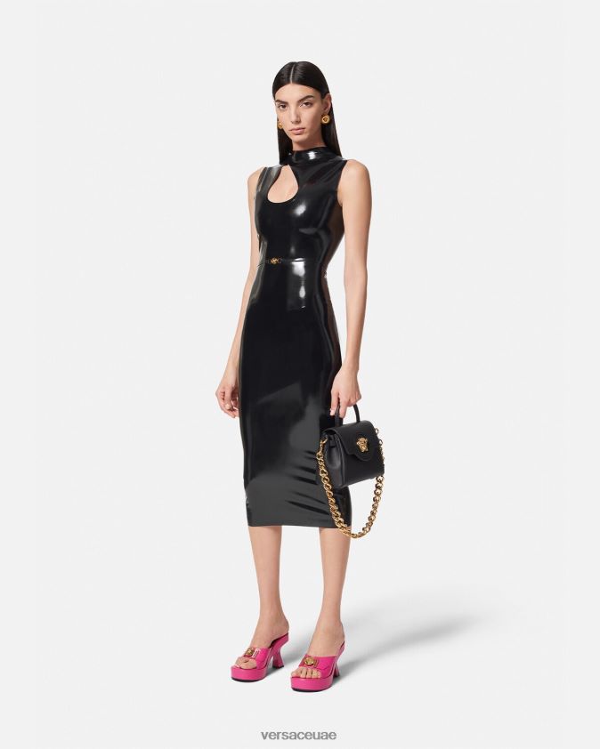نحيف فستان ميدوسا بيجي بفتحات من اللاتكس Versace أسود 0FVD2J66 ملابس