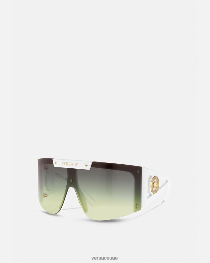 نحيف النظارات الشمسية ميدوسا أيقونة الدرع Versace أبيض أسود 0FVD2J671 مُكَمِّلات