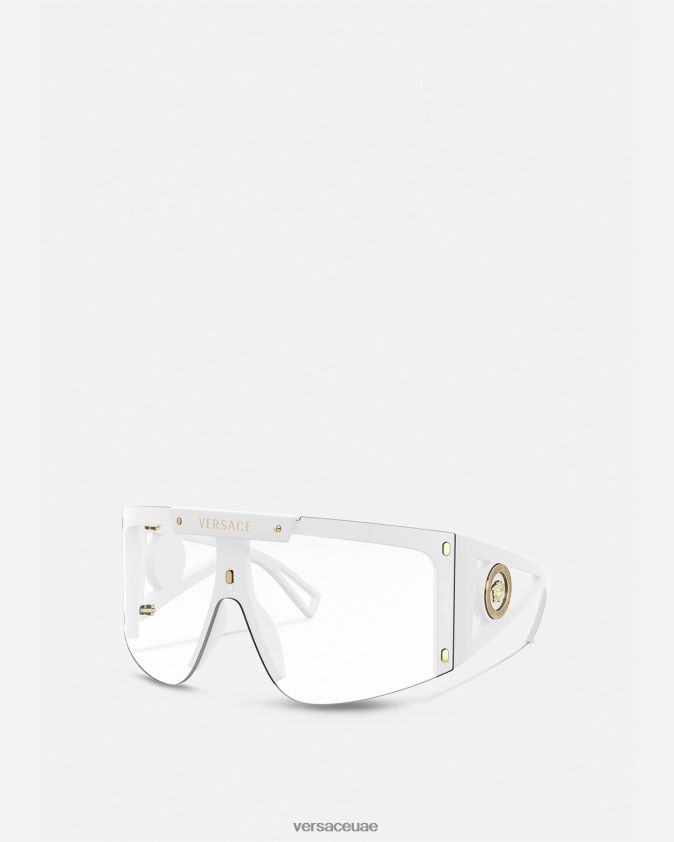 نحيف النظارات الشمسية ميدوسا أيقونة الدرع Versace أبيض أسود 0FVD2J671 مُكَمِّلات