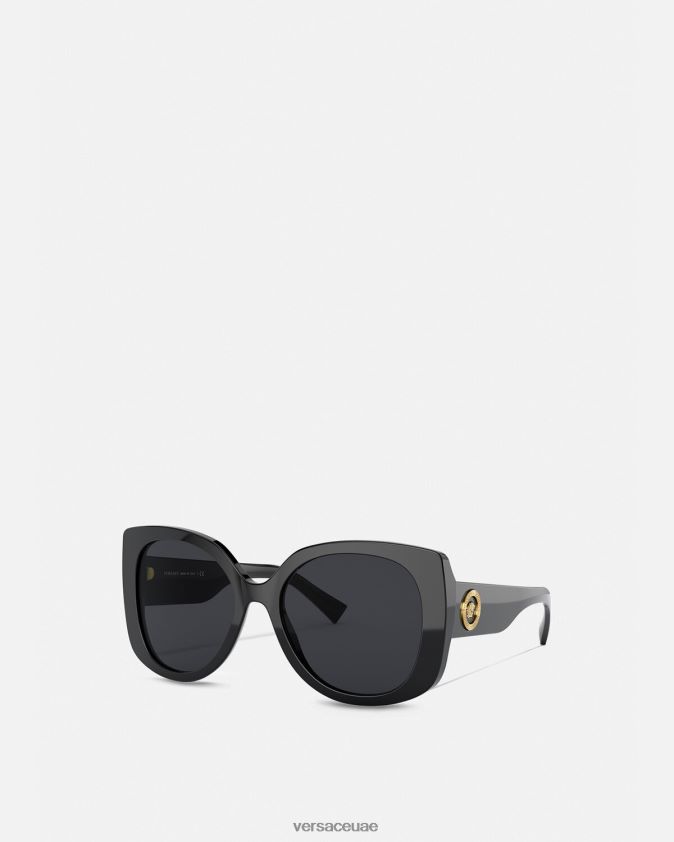 نحيف نظارة شمسية مربعة على شكل أيقونة ميدوسا Versace أسود 0FVD2J672 مُكَمِّلات