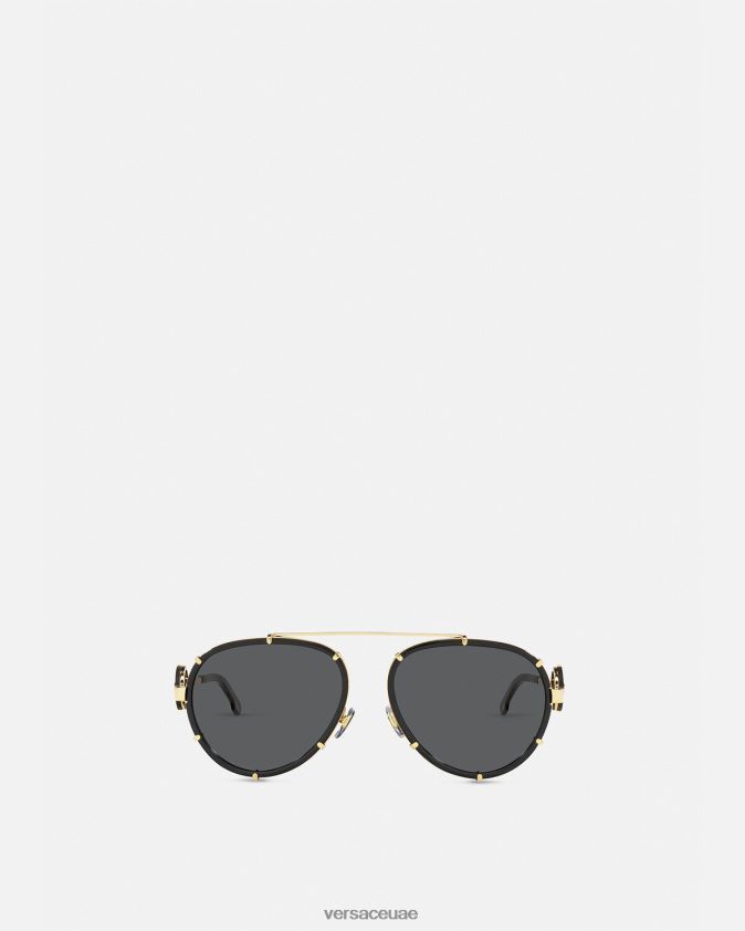 نحيف نظارات شمسية كلاسيكية بمشبك الطيار Versace الذهب الأسود 0FVD2J676 مُكَمِّلات
