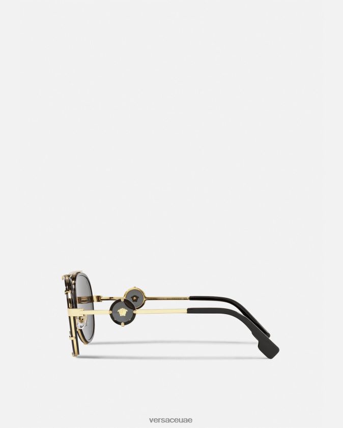 نحيف نظارات شمسية كلاسيكية بمشبك الطيار Versace الذهب الأسود 0FVD2J676 مُكَمِّلات