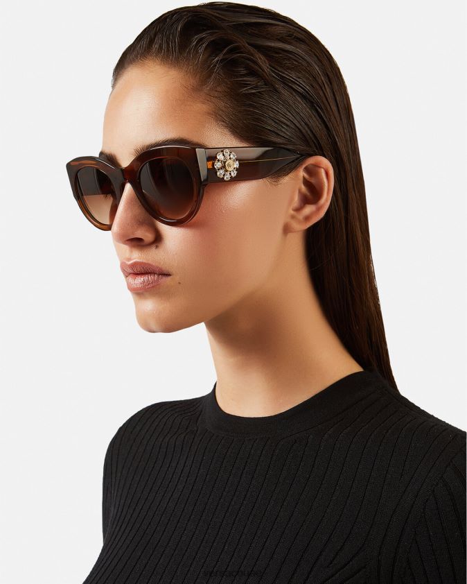 نحيف تحية جوهرة النظارات الشمسية Versace بني 0FVD2J683 مُكَمِّلات