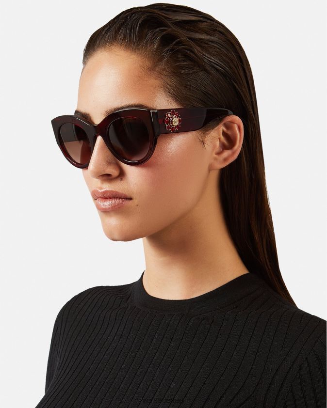 نحيف تحية جوهرة النظارات الشمسية Versace بورجوندي 0FVD2J684 مُكَمِّلات