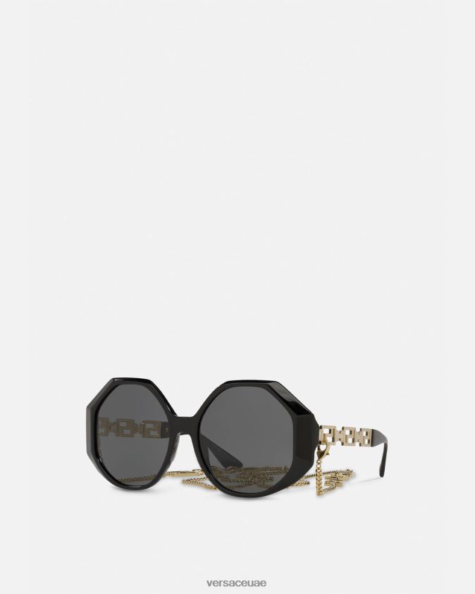 نحيف النظارات الشمسية اليونانية تناسب إضافي Versace أسود 0FVD2J685 مُكَمِّلات