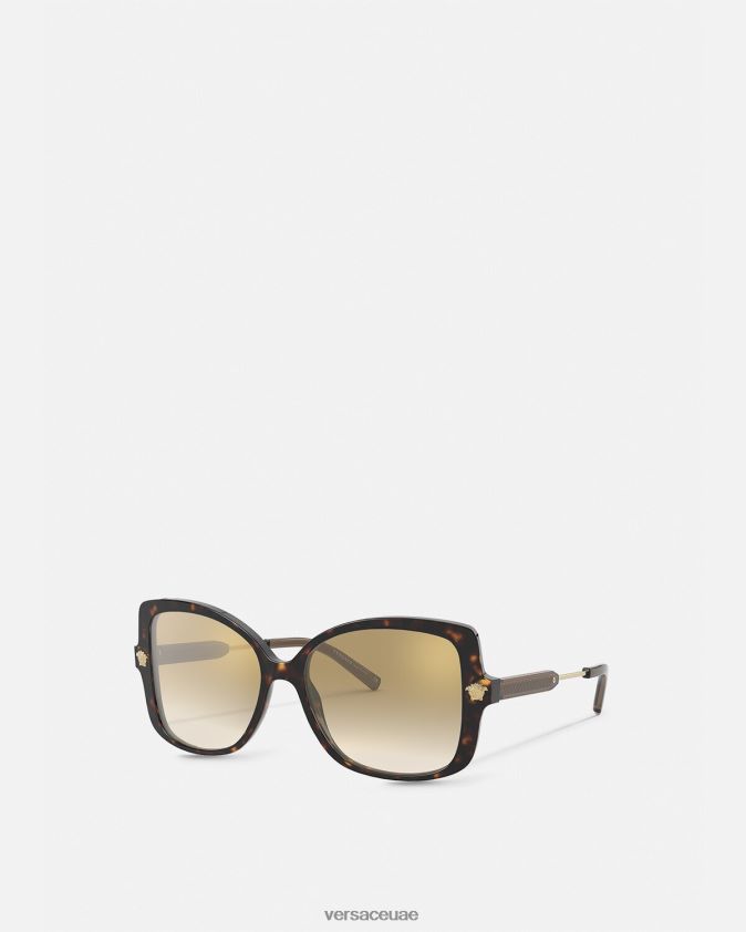 نحيف نظارات شمسية ميدوسا بوب شيك ملائمة بشكل إضافي Versace هافانا 0FVD2J687 مُكَمِّلات
