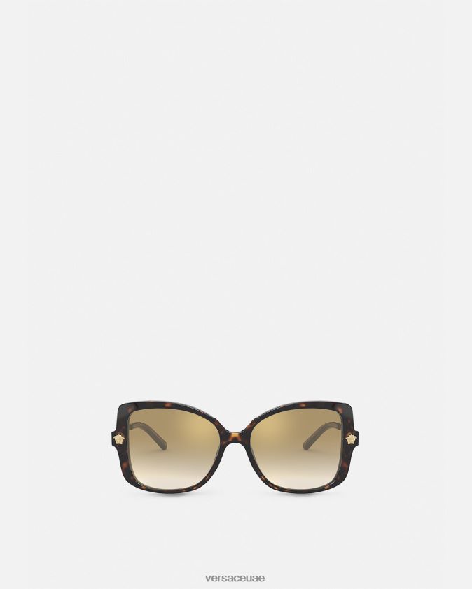 نحيف نظارات شمسية ميدوسا بوب شيك ملائمة بشكل إضافي Versace هافانا 0FVD2J687 مُكَمِّلات