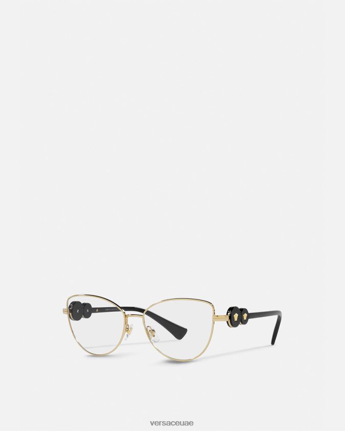 نحيف نظارات عين القطة ميدوسا المزدوجة Versace الذهب الأسود 0FVD2J707 مُكَمِّلات