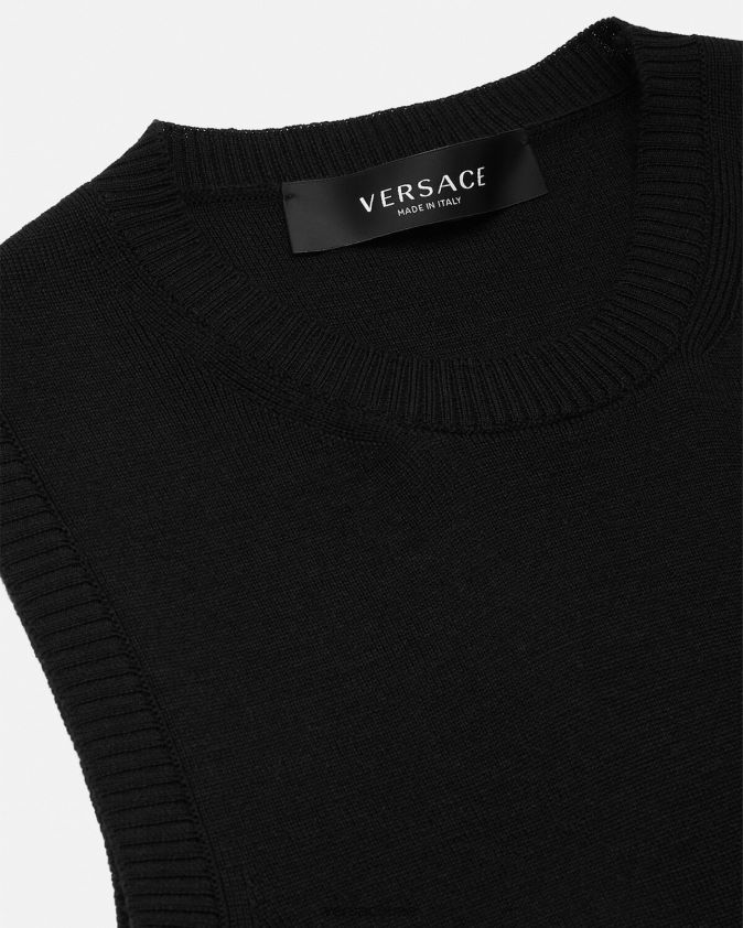 نحيف فستان قصير منسوج بشعار الأوركيد Versace أسود 0FVD2J70 ملابس