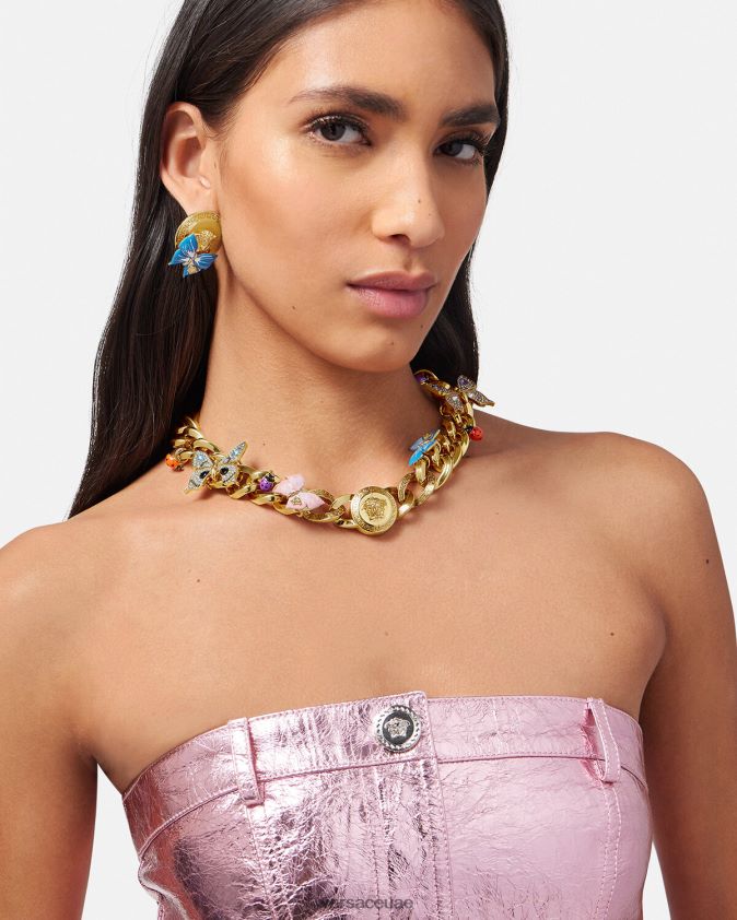 نحيف قلادة سلسلة الفراشات الكريستال Versace ذهب 0FVD2J713 مُكَمِّلات