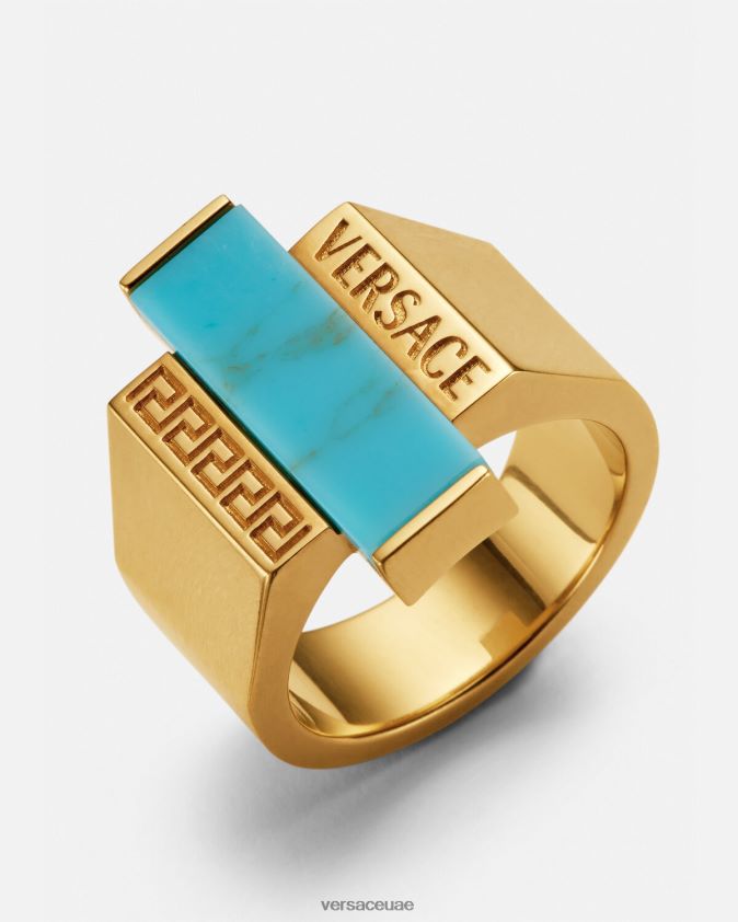 نحيف خاتم الأحجار الكريمة الفيروز اليوناني Versace الذهب والفيروز 0FVD2J721 مُكَمِّلات