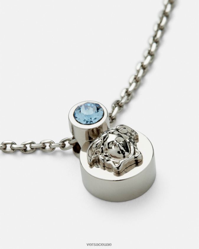 نحيف قلادة ميدوسا كريستال Versace أزرق فاتح ومعدني 0FVD2J726 مُكَمِّلات