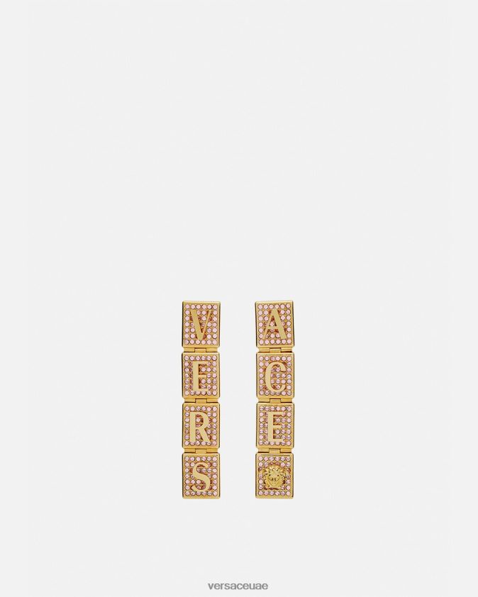 نحيف أقراط بلاط الكريستال Versace الوردي والذهبي 0FVD2J735 مُكَمِّلات