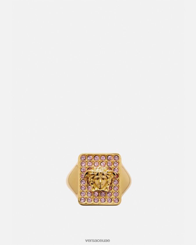 نحيف خاتم كريستال البلاط Versace الوردي والذهبي 0FVD2J736 مُكَمِّلات