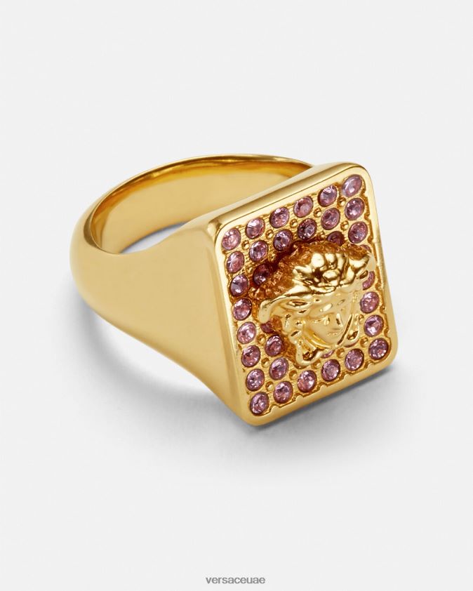 نحيف خاتم كريستال البلاط Versace الوردي والذهبي 0FVD2J736 مُكَمِّلات