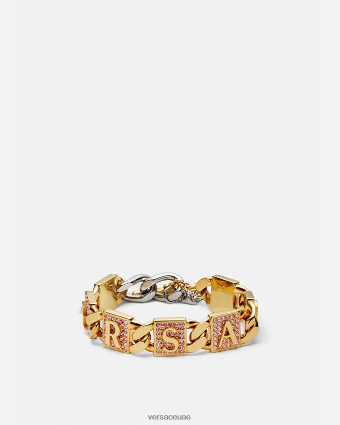 نحيف سوار بلاط الكريستال Versace الوردي والذهبي 0FVD2J738 مُكَمِّلات