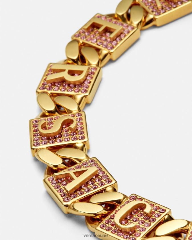 نحيف سوار بلاط الكريستال Versace الوردي والذهبي 0FVD2J738 مُكَمِّلات