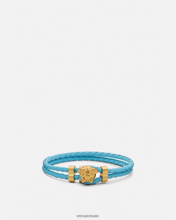 نحيف ميدوسا سوار جلد مضفر Versace أزرق فاتح 0FVD2J739 مُكَمِّلات