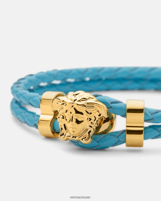 نحيف ميدوسا سوار جلد مضفر Versace أزرق فاتح 0FVD2J739 مُكَمِّلات