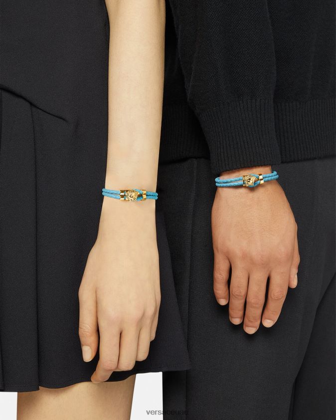 نحيف ميدوسا سوار جلد مضفر Versace أزرق فاتح 0FVD2J739 مُكَمِّلات