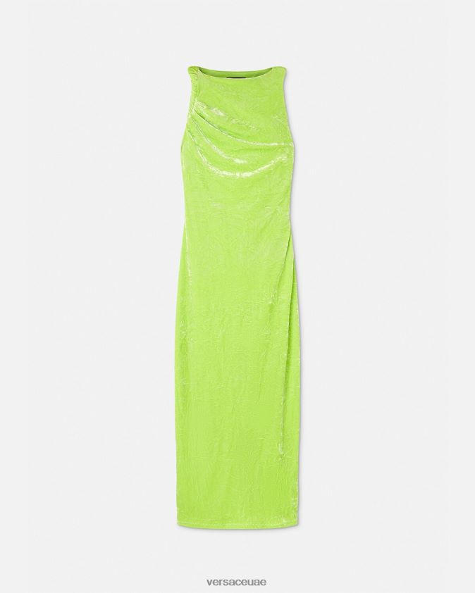 نحيف فستان ميدي مخملي ملفوف Versace جير 0FVD2J75 ملابس