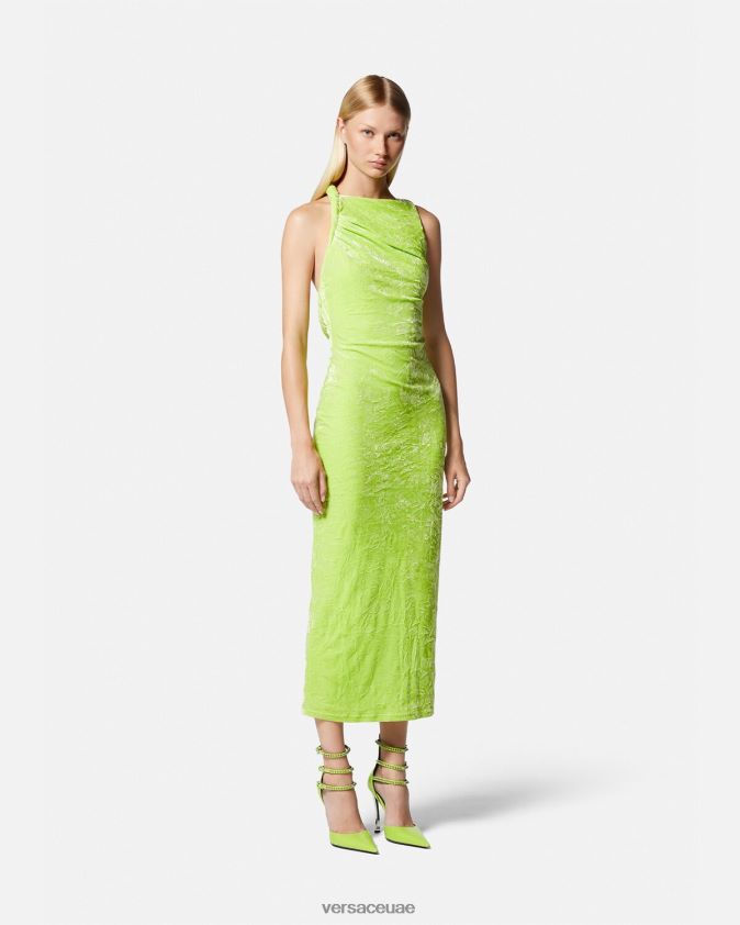نحيف فستان ميدي مخملي ملفوف Versace جير 0FVD2J75 ملابس