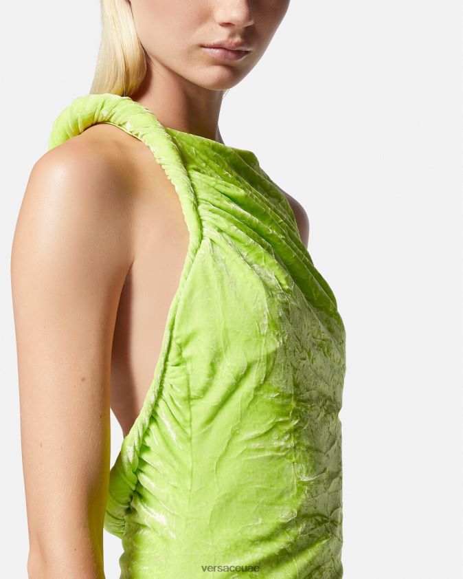 نحيف فستان ميدي مخملي ملفوف Versace جير 0FVD2J75 ملابس