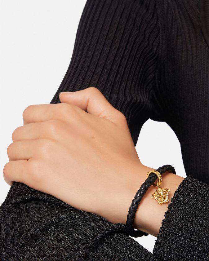 نحيف ميدوسا سوار جلد مضفر Versace أسود 0FVD2J767 مُكَمِّلات