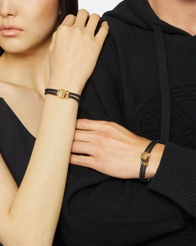 نحيف ميدوسا سوار جلد مضفر Versace ذهب 0FVD2J768 مُكَمِّلات
