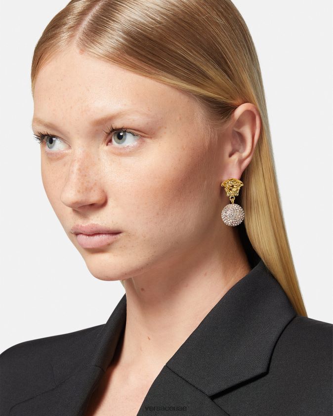 نحيف ميدوسا أقراط الكرة الكريستال Versace ذهب 0FVD2J776 مُكَمِّلات