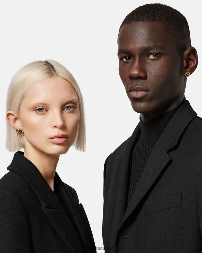 نحيف المينا ميدوسا أقراط Versace الذهب الأسود 0FVD2J777 مُكَمِّلات
