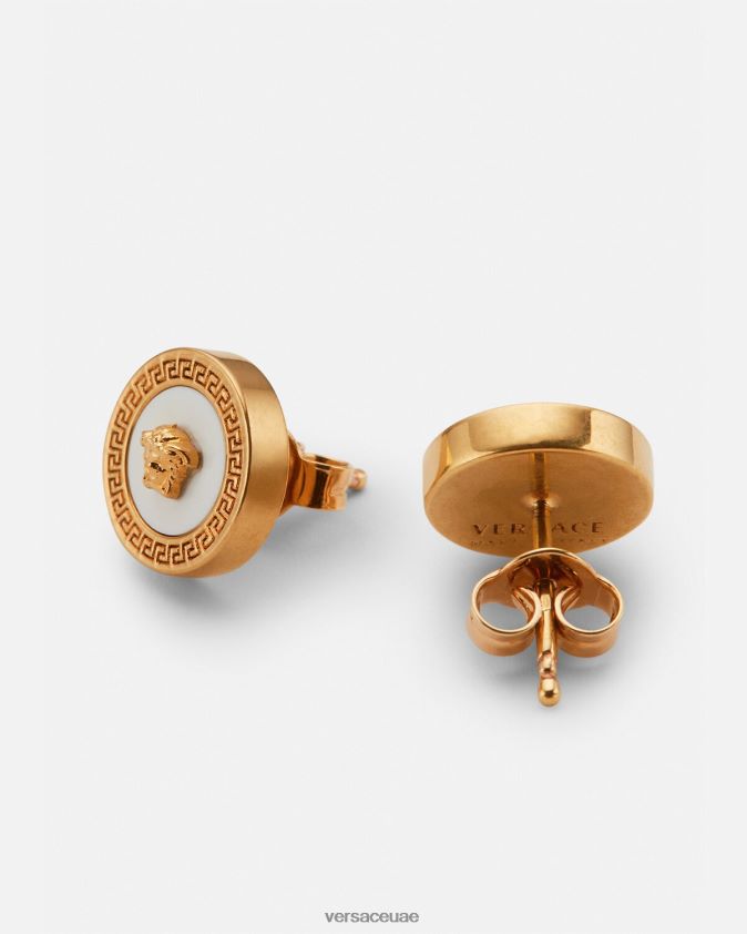 نحيف المينا ميدوسا أقراط Versace الذهب والأبيض 0FVD2J790 مُكَمِّلات