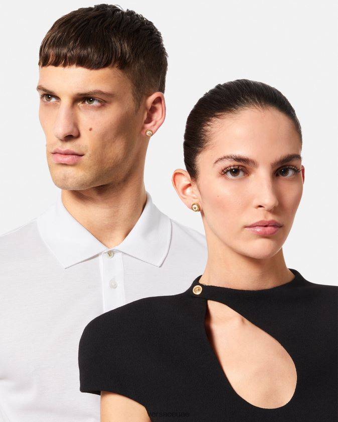 نحيف المينا ميدوسا أقراط Versace الذهب والأبيض 0FVD2J790 مُكَمِّلات
