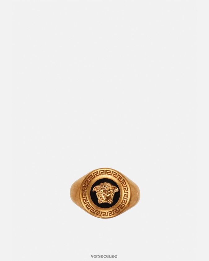 نحيف خاتم ميدوسا المينا الخاتم Versace الذهب الأسود 0FVD2J791 مُكَمِّلات