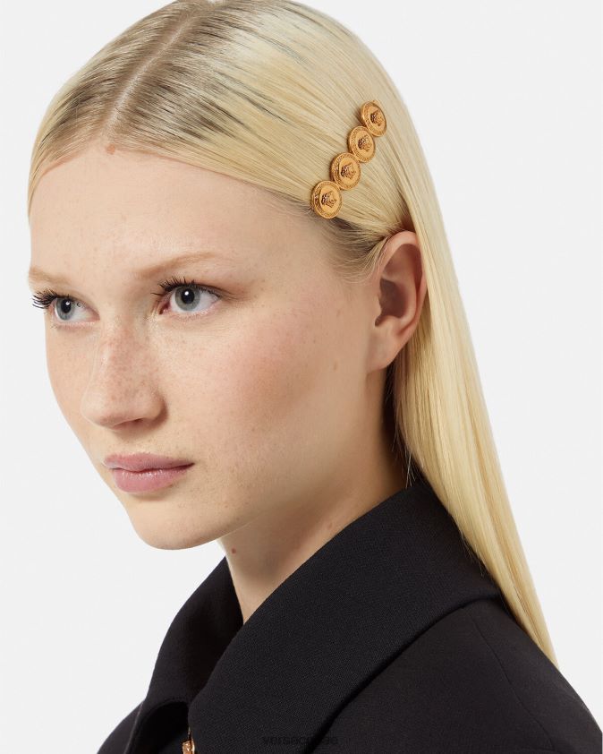 نحيف دبوس شعر تحية ميدوسا الأيسر Versace تحية الذهب 0FVD2J797 مُكَمِّلات