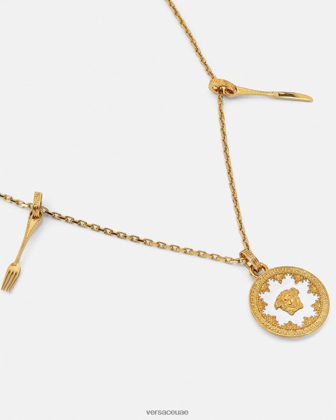 نحيف قلادة لوحة ميدوسا Versace أبيض 0FVD2J815 مُكَمِّلات