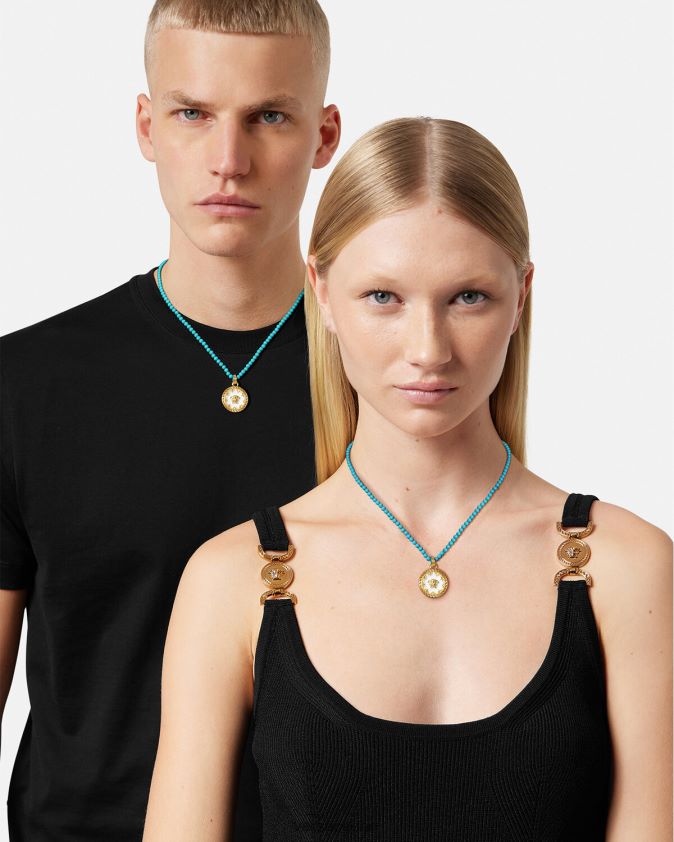 نحيف قلادة مطرزة بلوحة ميدوسا Versace الفيروز 0FVD2J817 مُكَمِّلات