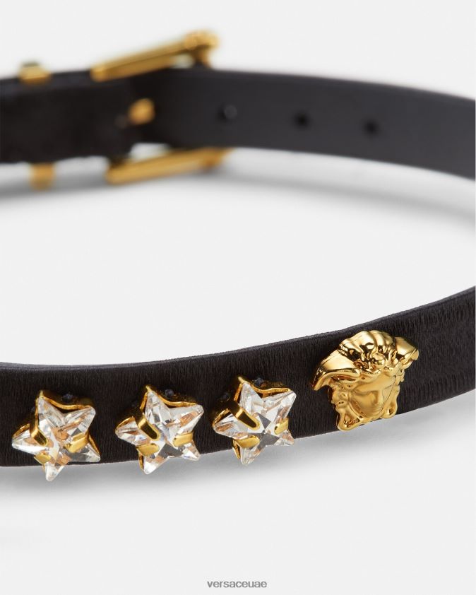 نحيف قلادة من الساتان والكريستال على شكل نجمة Versace أسود 0FVD2J826 مُكَمِّلات