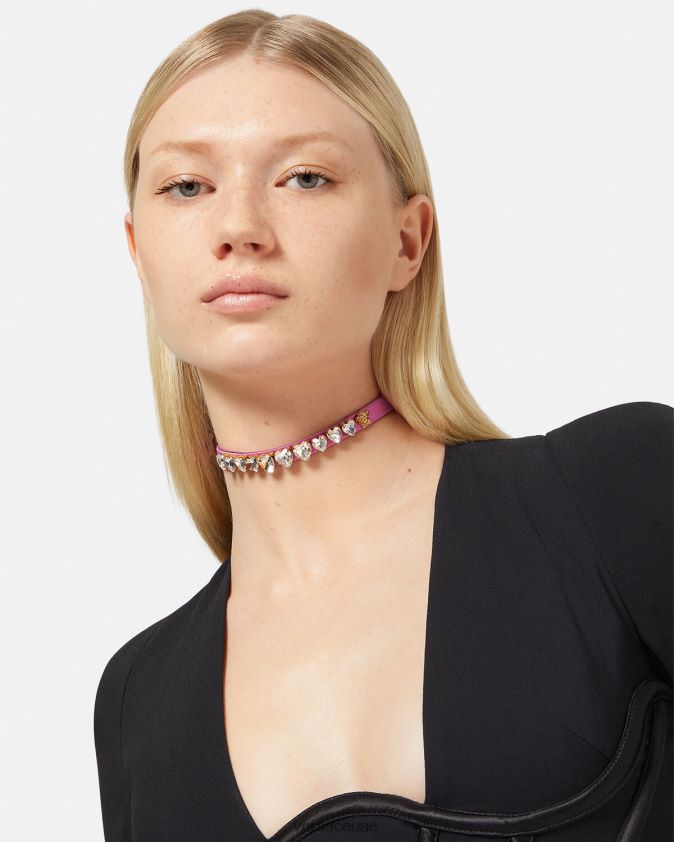 نحيف قلادة على شكل قلب من الساتان والكريستال Versace لون القرنفل 0FVD2J827 مُكَمِّلات