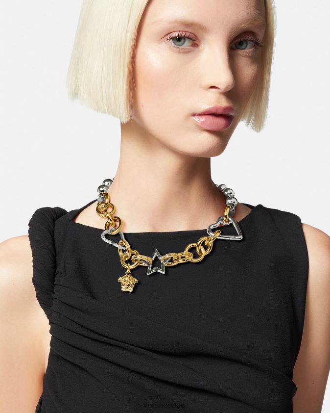 نحيف قلادة سلسلة غير تقليدي Versace الفضة والذهب 0FVD2J829 مُكَمِّلات