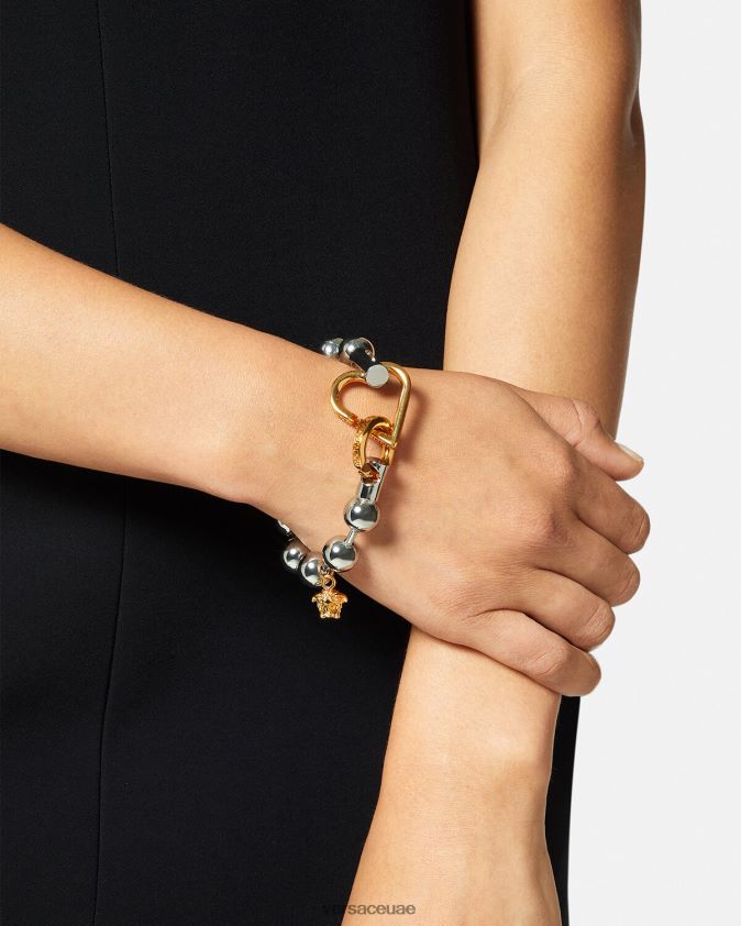 نحيف سوار سلسلة غير تقليدي Versace الفضة والذهب 0FVD2J831 مُكَمِّلات