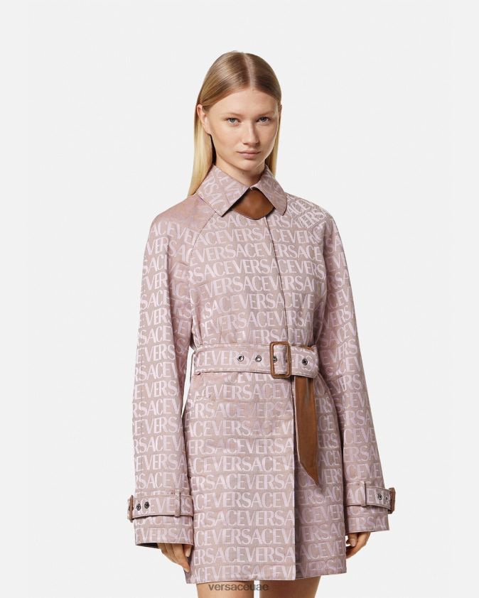 نحيف كل انحاء معطفا خندق قصير Versace الوردي والطباعة 0FVD2J83 ملابس