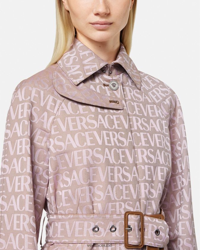نحيف كل انحاء معطفا خندق قصير Versace الوردي والطباعة 0FVD2J83 ملابس