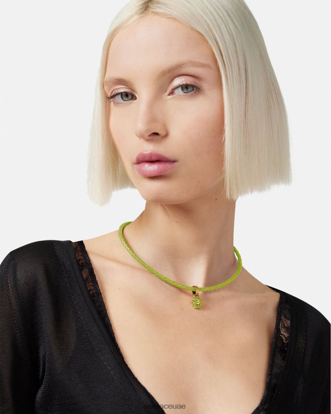 نحيف قلادة جلدية ميدوسا كريستال Versace جير 0FVD2J853 مُكَمِّلات