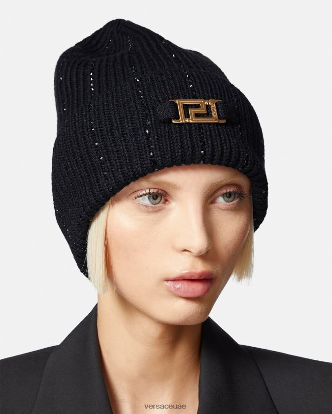 نحيف قبعة مضلعة من الكريستال اليوناني Versace أسود 0FVD2J874 مُكَمِّلات