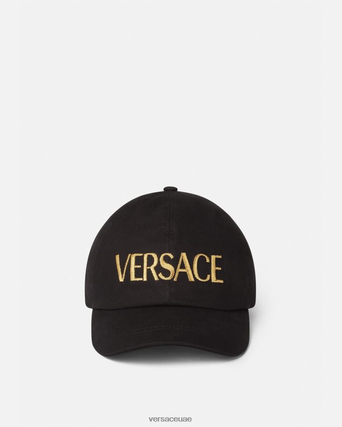 نحيف قبعة شعار مطرزة Versace أسود 0FVD2J878 مُكَمِّلات