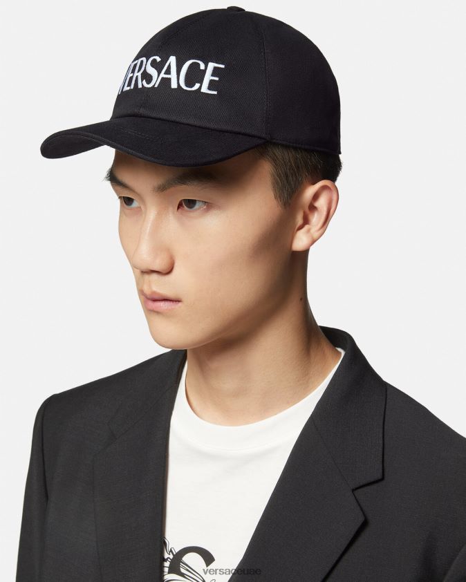 نحيف قبعة شعار مطرزة Versace أسود 0FVD2J879 مُكَمِّلات