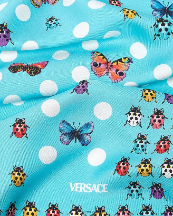نحيف الفراشات فولارد حرير كبير Versace أزرق 0FVD2J891 مُكَمِّلات