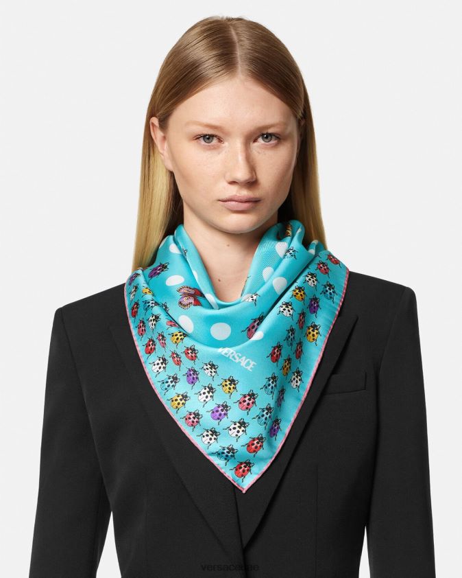 نحيف الفراشات فولارد حرير كبير Versace أزرق 0FVD2J891 مُكَمِّلات