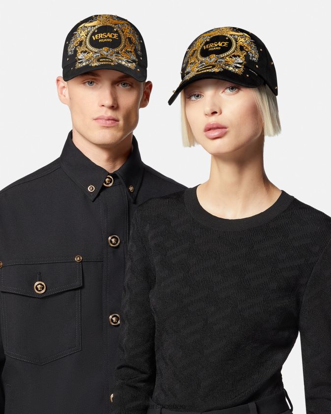 نحيف قبعة بيسبول شبكية من الكريستال الباروكي Versace أسود 0FVD2J908 مُكَمِّلات